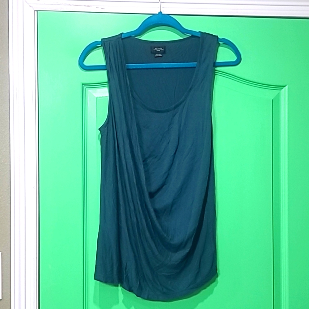 Deletta top blouse blue medium Anthropologie draped